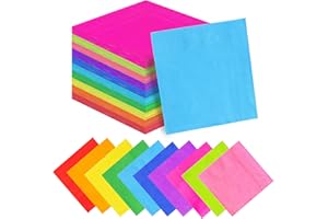 TWOWYHI 200Pcs Colorful Napkin Neon Napkins Disposable Rainbow Napkins Cocktail Napkin Beverage Luncheon Paper Napkins Colorful Tissue Napkin 2 Ply for Home and Party Favors, 10 Colors (10x 10 Inch)