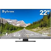 SYLVOX 22 Inch 12/24V RV TV, 1080P FHD Google Smart TV, 9-32V Wide Voltage | Built-In App Store, WiFi &amp; Bluetooth, HDMI &amp; USB Connectivity, Ideal for RVs, Campers, Trucks and Home Use(Limo)