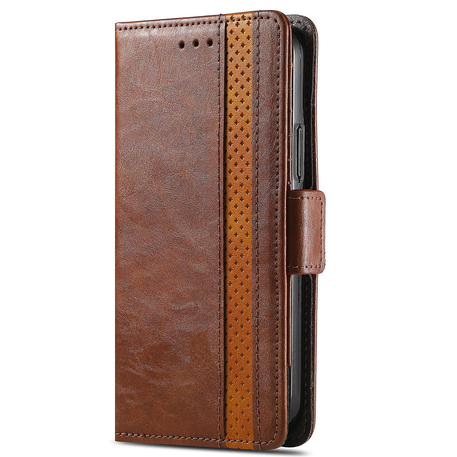 Huzhide Honor 90 Lite 5G Case, Honor 90 Lite 5G Leather Case, Wallet Notebook Flip Folio Case Magnetic Closure ID Card Holder Slots Kickstand Shockproof Phone Cover for Honor 90 Lite 5G, Brown