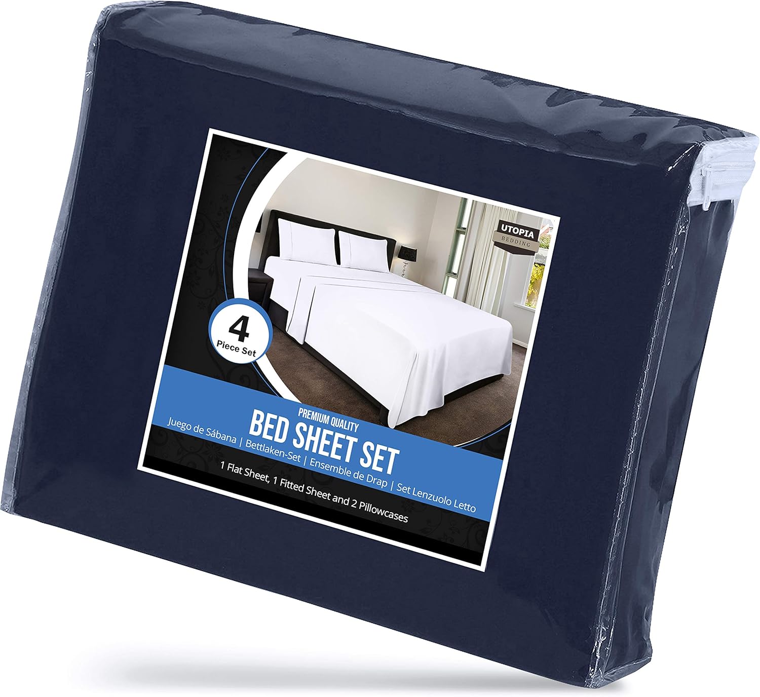 Utopia Bedding Bed Sheet Set - 4 Piece Queen Bedding - Soft Brushed Microfiber Fabric - Shrinkage & Fade Resistant - Easy Care (Queen, Navy): Home & Kitchen