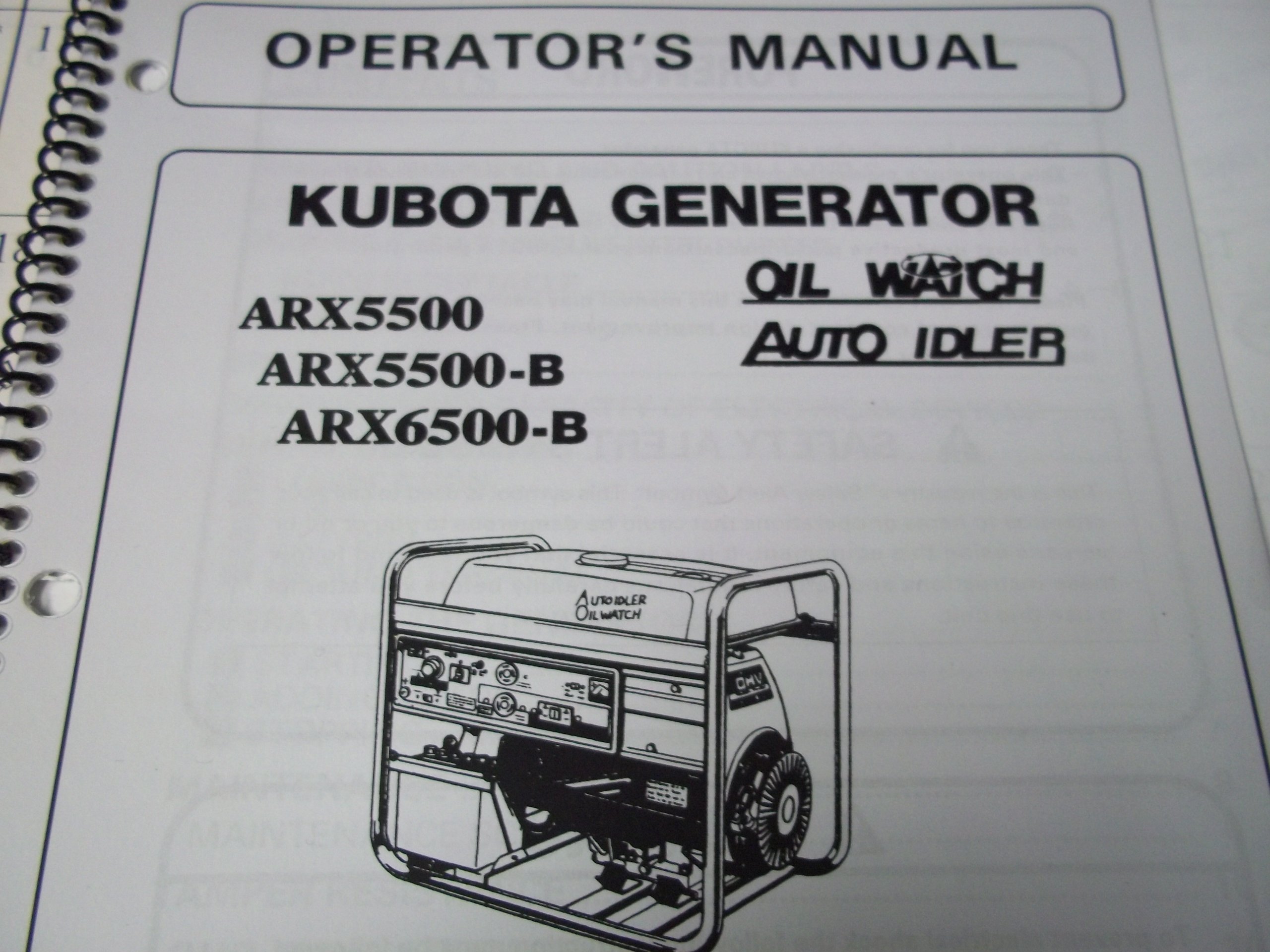 Kubota ARX5500, ARX5500-B, ARX6500-B Generator Operator's Manual Paperback  – 2002