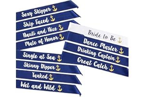 POP FIZZ DESIGNS “Last Sail Before The Veil” Bachelorette Sashes | 12 Pack | 1 Bride to be Sash and 11 Bride Tribe Sashes with Fun Nautical Phrases