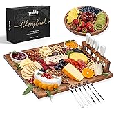 SMIRLY Charcuterie Boards Set - Large Acacia Cheese Board set - House Warming Gifts New Home, Wedding Gift for Couple, Bridal Shower Gift, Birthday Gifts for Women