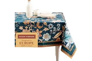 Maison d' Hermine Table Cloth Rectangle Table 100% Cotton 54" x 72" Inches Fall Tablecloth Reusable Everyday Use for Thanksgi