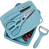 ZeQi 5-in-1 Cutting Board, Knife, Peeler, Scissors and Tray Set/Travel, Camping, Outdoor, Dorms, Small Cutting Boards, BPA Free, Dishwasher Safe, Kitchen Utensils, Gift