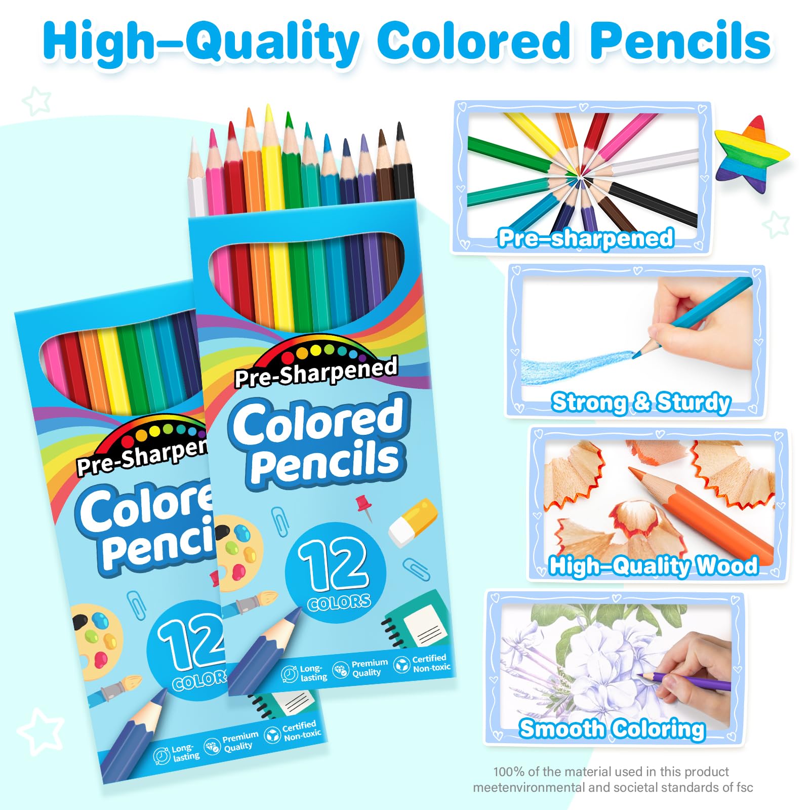 432 Count Colored Pencils Bulk, 36 Pack Colored Pencils for Kids, Pre-sharpened Coloring Pencils in 12 Vibrant Colors, Bulk School Supplies for Teachers, Classroom Prizes, Drawing Art Supplies