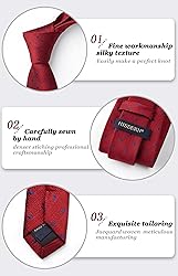 HISDERN Mens Red Ties Classic Woven Polka Dot Silk