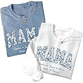 LullabyMall Personalized Floral Mama Sweatshirt For Women, Grandma Gifts from Kids, Aunties Sweater Crewneck Christmas