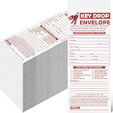 Geyee 500 Pcs Drop Key Envelopes Auto Shop Repair Service Drop Box Self Adhesive Envelopes for Auto Repair Shops and Mechanics Kraft 4.125 x 9.5 Inches(Stylish)