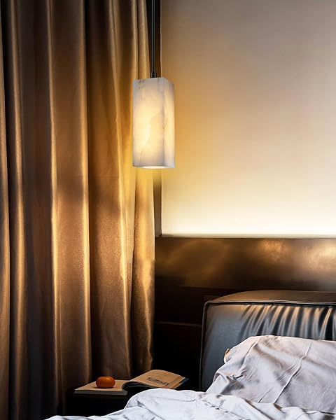 RAINLIGHTING 1 LIGHT MODERN INDUSTRIAL FARMHOUSE HANGING KITCHEN ISLAND PENDANT CEILING LIGHT FIXTURE,SQUARE NATURAL ALABASTER MARBLE BLACK FINISH OVER SINK RESTAURANT BAR CORRIDOR