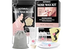 KOTAMU Nose Wax Kit Men, 150g Nose Hair Wax Kit with 95 Wax Accessories, 20-30 Uses, Painless & Easy at Home Nostril Waxing for Women Sensitive Skin Ear Hair Removal, Lasts up to 5 Weeks