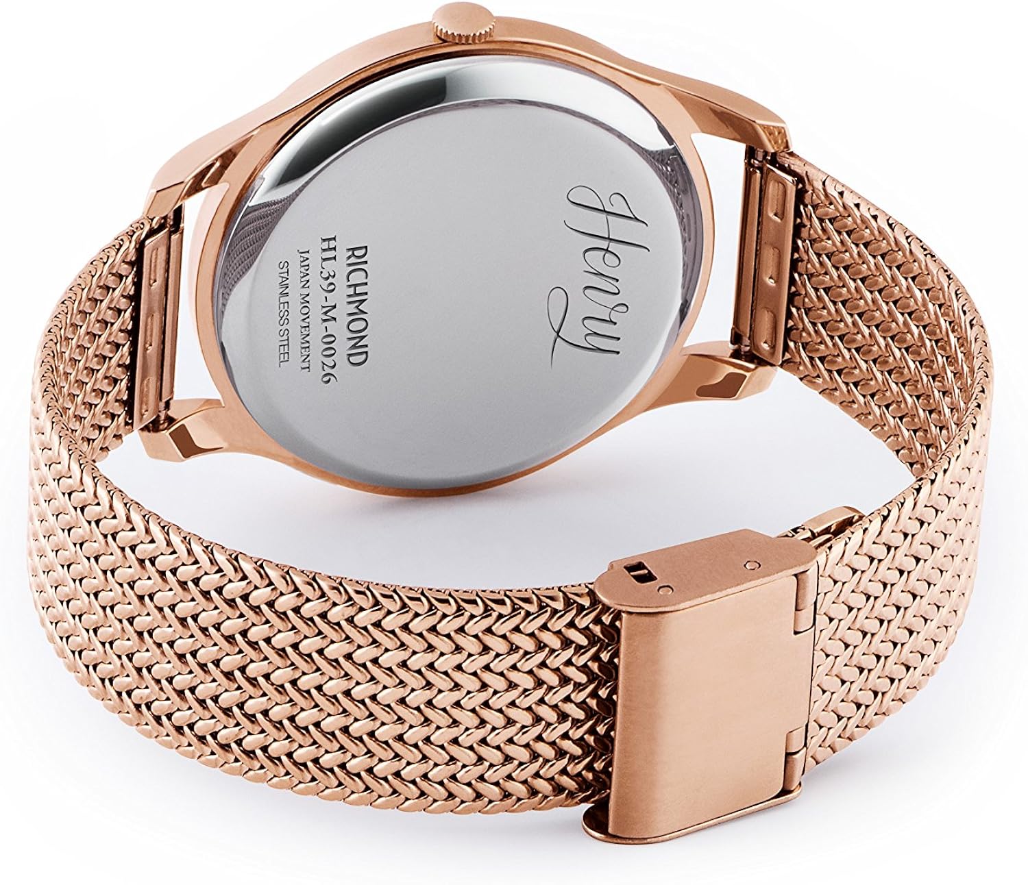 Henry London Unisex Richmond Quartz Watch with White Dial Analogue Display and Rose Gold Stainless Steel Bracelet - Image 3