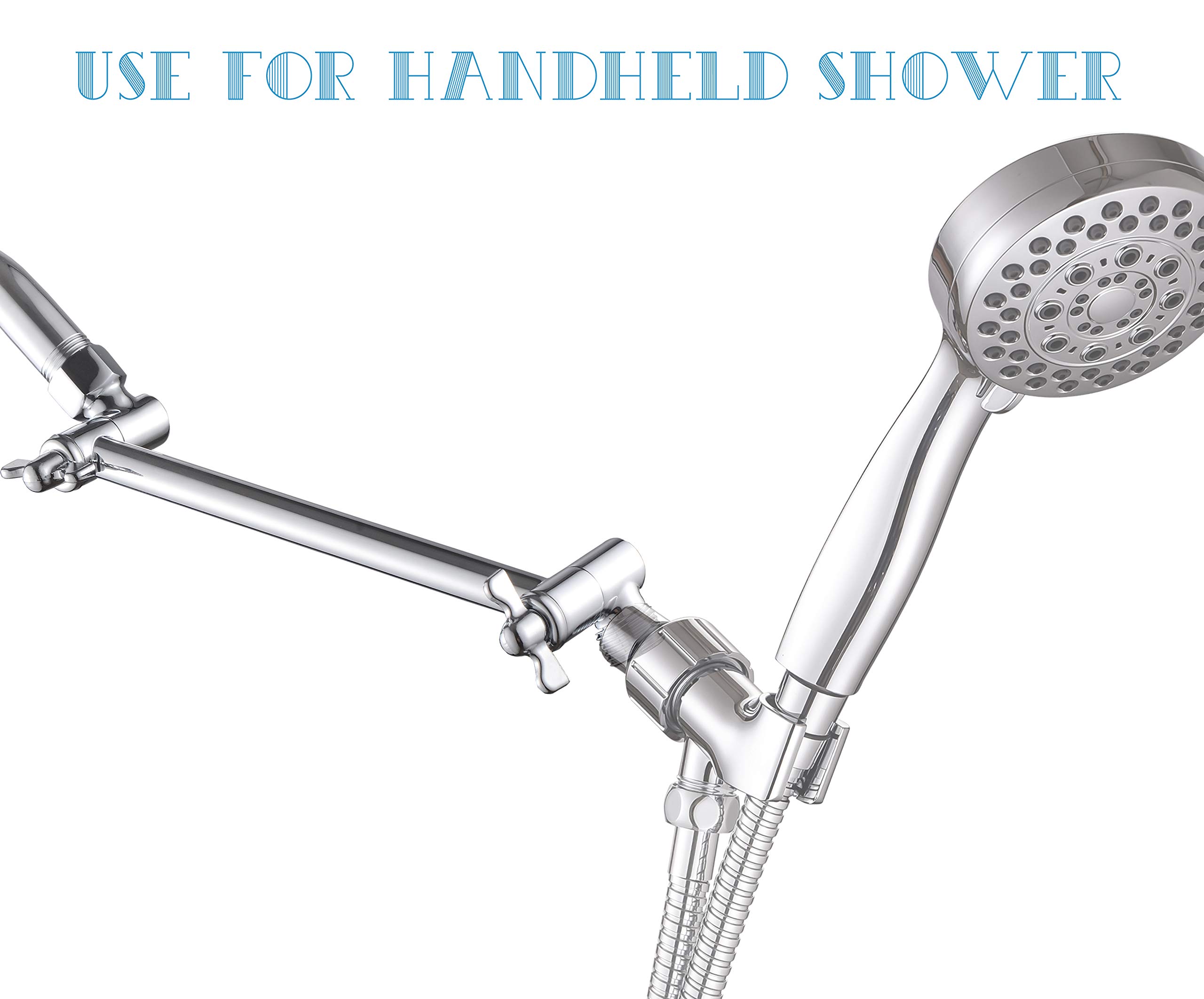 10inch Adjustable Shower Arm Extender with AntiSlip Gear, Flexible