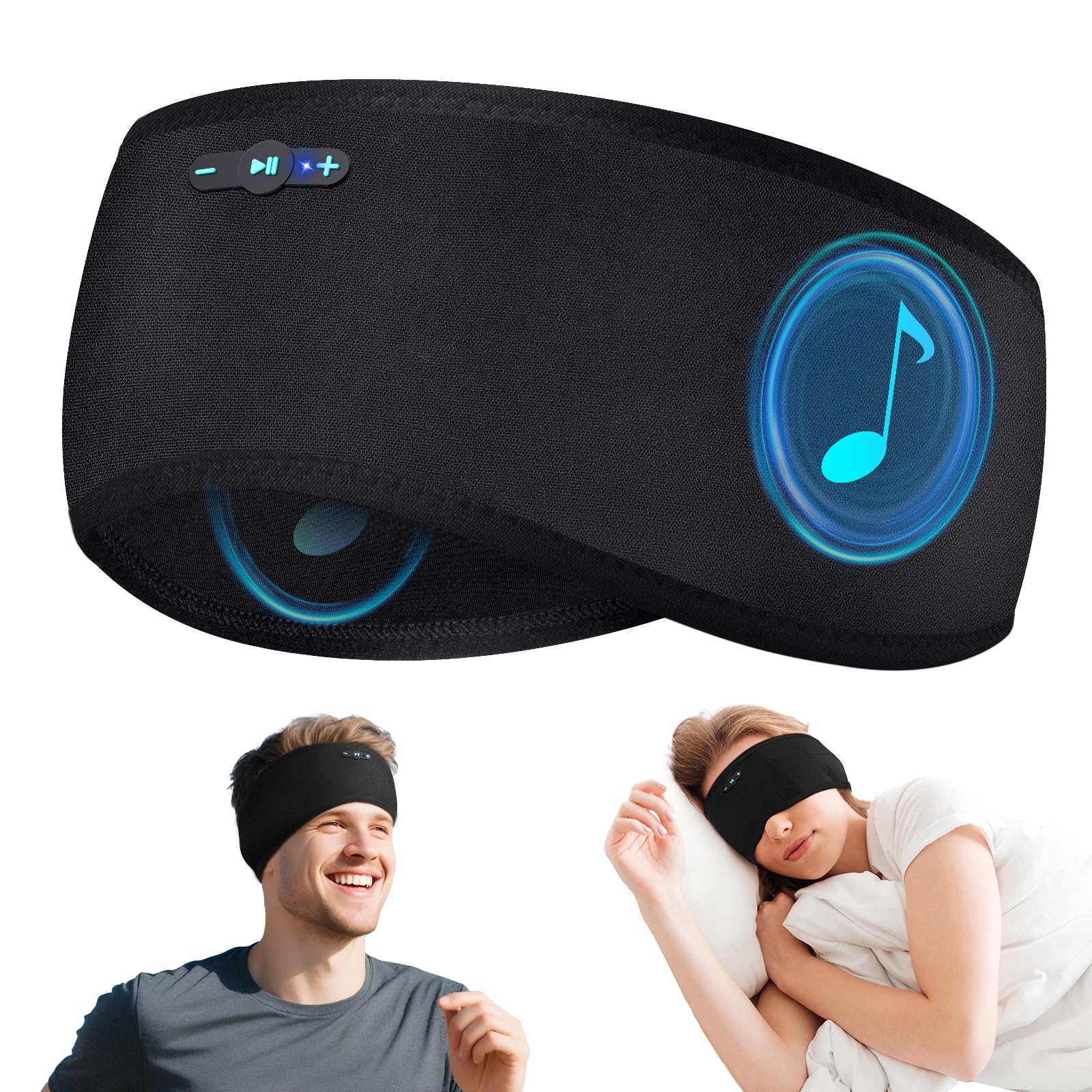 Veeniitosr Sleep Headphones Bluetooth 6.0 Headband for Side Sleeper (Black)