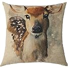 Kate Hand Painting Deer Decorative Pillow cases 18 x 18 Inches Square Decor Cushion Cover Throw Pillow Cover