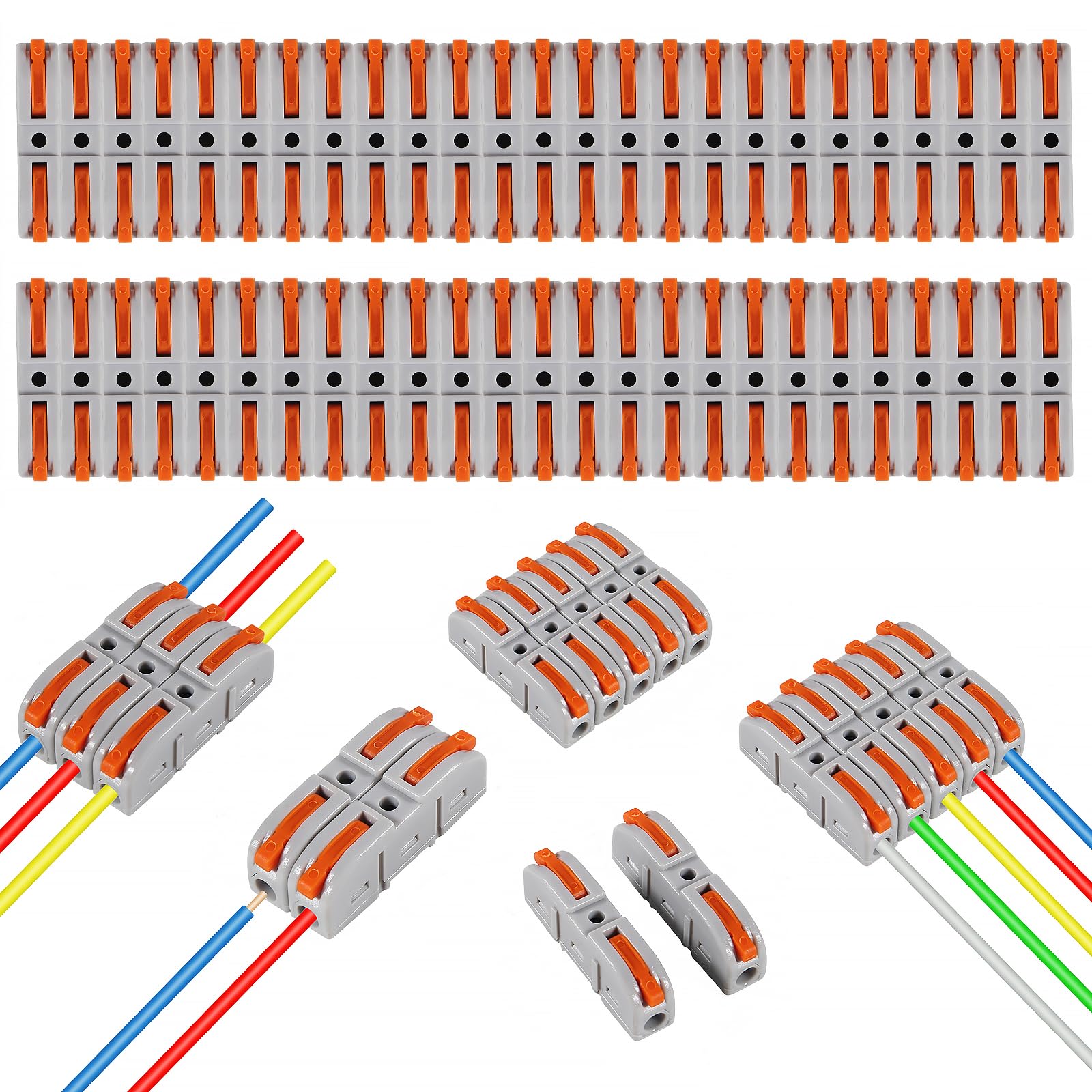 AITRIP 34PCS Quick Connect Lever Wire Nuts, Electrical Connectors, Terminals, Copper, Nylon, SPL-1, 28-12 AWG, 250V/600V, 32A