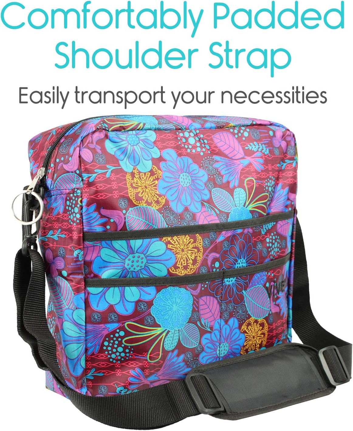 Vive Rollator Bag - Universal Travel Tote for Carrying Accessories on Wheelchair, Rolling Walkers & Transport Chairs - Lightweight Laptop Basket for Handicap, Disabled Medical Mobility Aid Pouch: Health & Personal Care