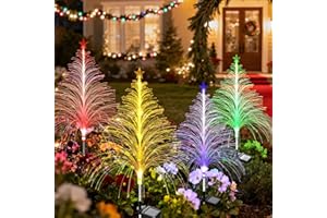 TopVelo 2 Packs Christmas Tree Solar Garden Light with Multi-Colored Change, Auto ON/Off Outdoor Yard Light, Solar Lighting for Garden, Porch, Christmas and Festival Decoration (L_Size)