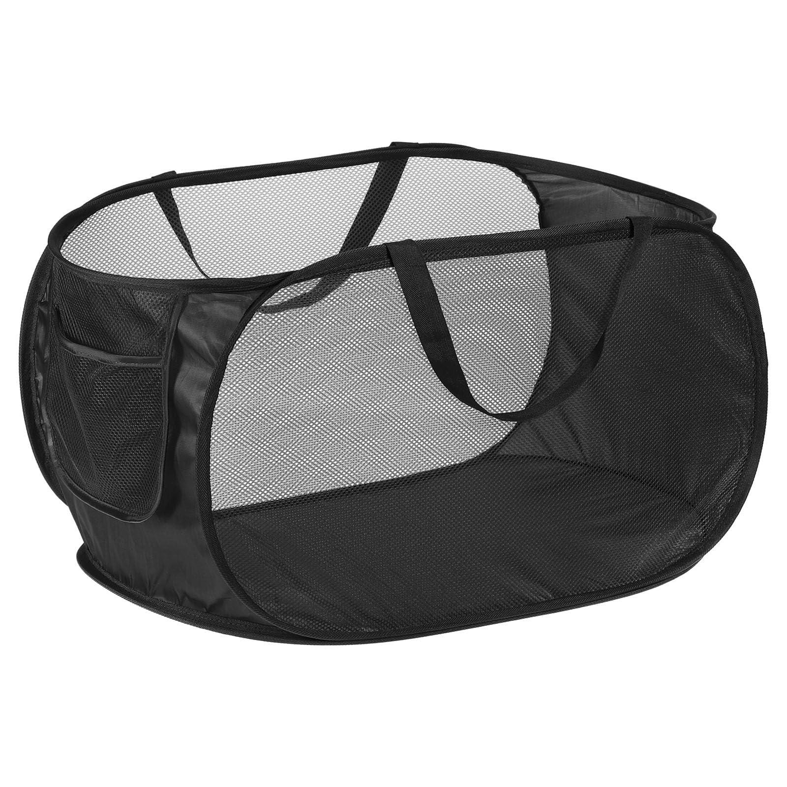 PATIKIL Mesh Laundry Hamper, Collapsible Laundry Baskets Dirty Clothes Laundry Bag with Handles for Laundry Room, Travel, Black