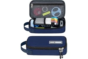 ECHSRT Large Pencil Case, Aesthetic Pen Pouch with Big Capacity, Minimalist Portable Stationery Bag with Handle for Office Or