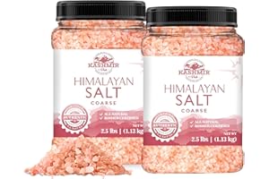 LA SALT CO Kashmir 2.5 Lbs Pink Himalayan Salt Jar, Coarse, 2 Pack | 100% Pure, Food Grade with 84 Trace Minerals | Kosher Certified, Vegan, Non-GMO, & Cruelty-Free