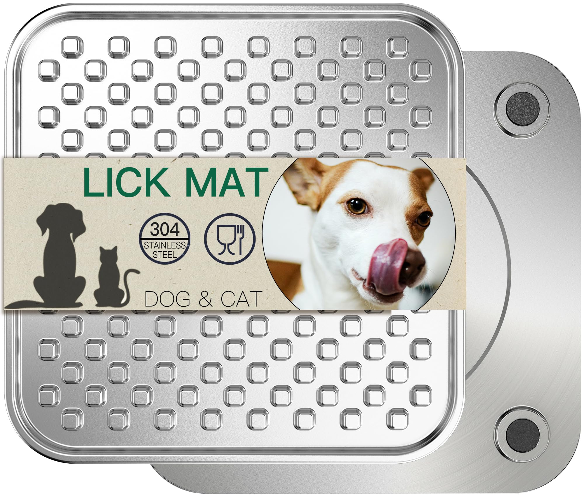 Photo 1 of Stainless Steel Large Lick Mat for Dogs & Cats, Chew-Proof Slow Feeder, Anxiety Reducer, Whisker-Friendly for Cats, Non-Slip Heavy Duty Base, Raw Feeding Pad, Dishwasher Safe [Large-1Pack]