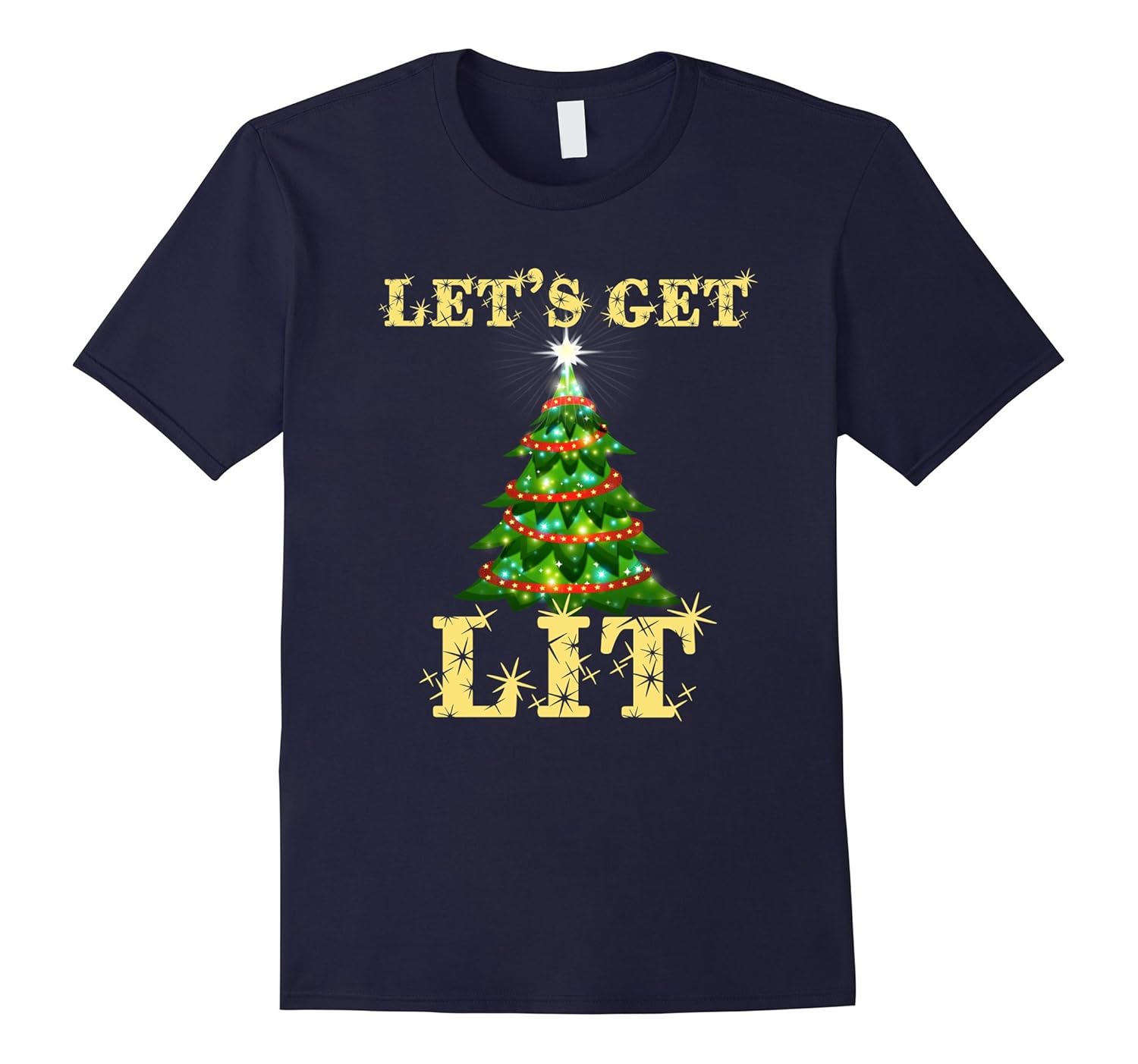 Let's Get Lit Funny Christmas Drinking T-Shirt-ANZ