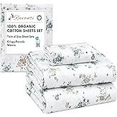 RUVANTI 100% Organic Cotton Sheets Twin XL, Percale Weave, GOTS Certified, 3-Piece Set, Deep Pocket 15", Crisp & Breathable, Soft Durable Bedding, Sábanas Algodón Orgánico – Halcyon