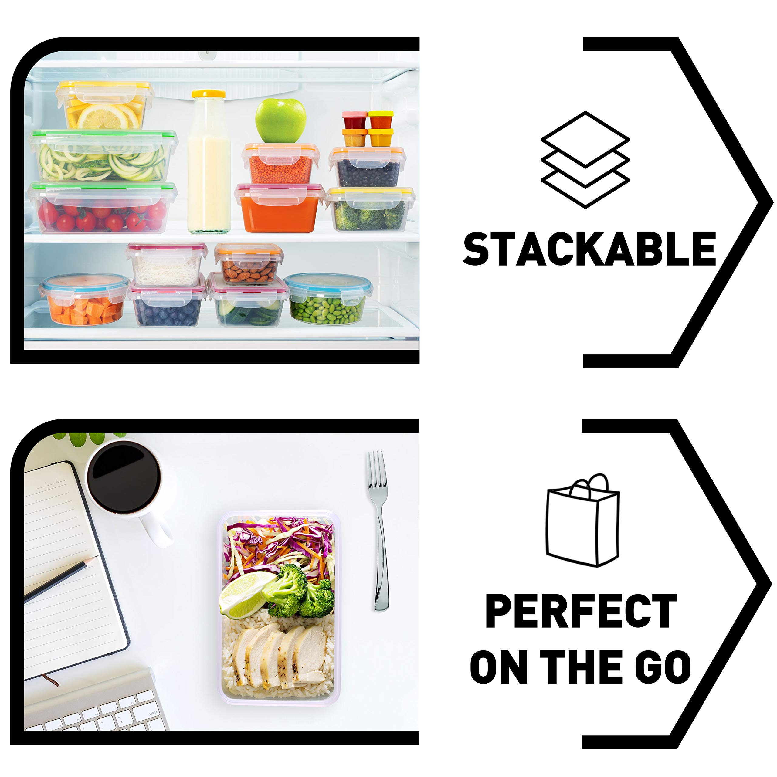 Food Storage Containers with Lids - Plastic Food Containers with Lids - Plastic Containers with Lids Storage (17 Pack) - Plastic Storage Containers with Lids Food Container Set BPA-Free Bundle