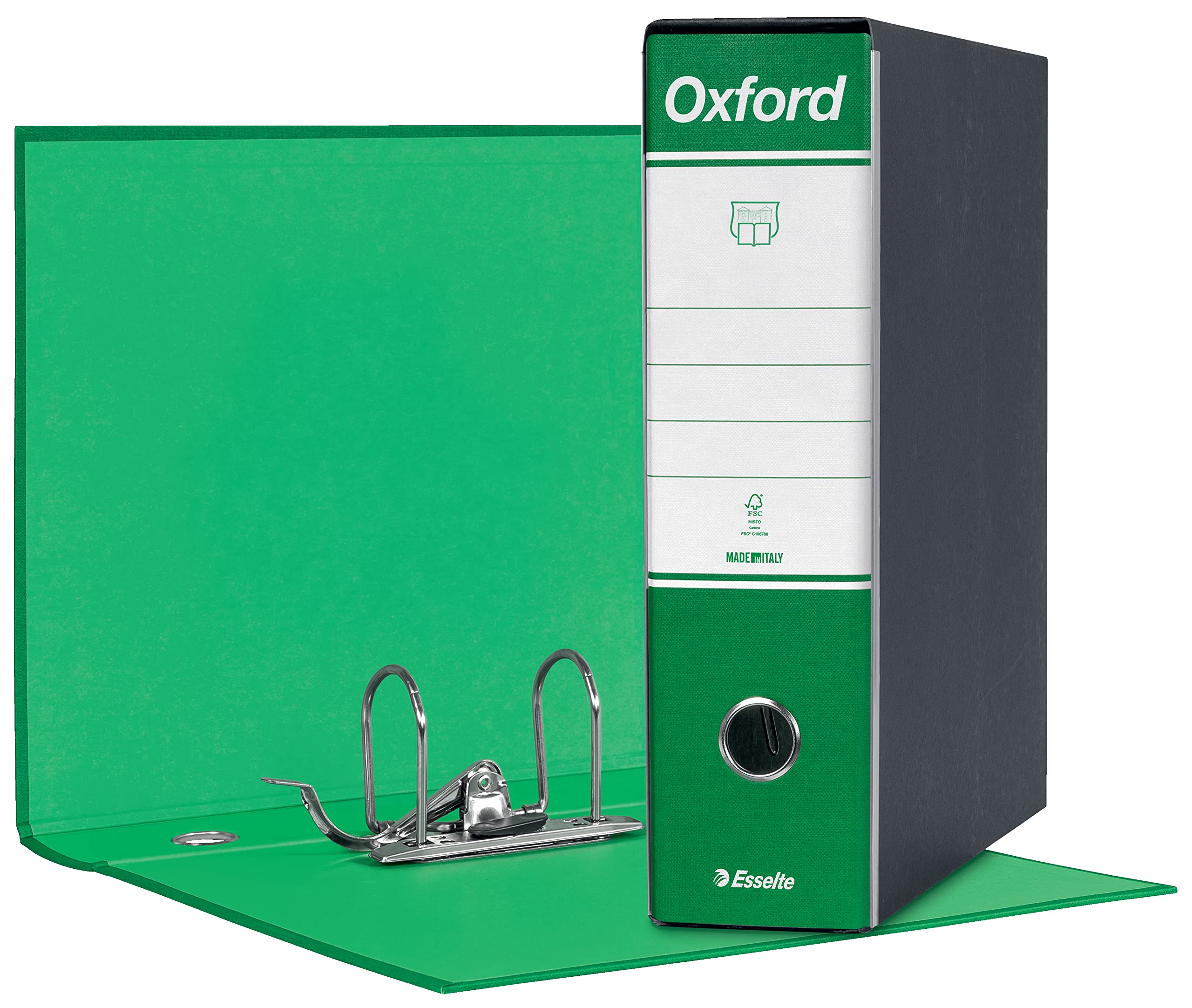 Esselte Oxford 390783180 G83 Recorder with Case, with Lever Mechanism No. 1 in Commercial Format (23 x 30 cm) with 8 cm Spine, Green, Pack of 6