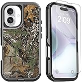 OTTARTAKS Compatible with iPhone 16 Phone Case with Screen Protector 3-Layer Full Body Shockproof Heavy Duty Protective Case for iPhone 16 Men Boys, Camouflage