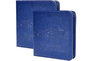 PEISICNE Premium 2-Pack Car Registration and Insurance Holder for Women Men, Glove Box Paperwork Organizer with Magnetic Buckle for Easy Access and Protect Documents and Various Cards in Vehicle, Dark Blue