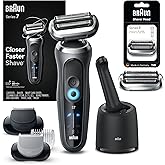 Braun Electric Shaver for Men, Series 7 7177cc, Wet & Dry Shave, Turbo & Gentle Shaving Modes, Waterproof Foil Shaver, 74S Replacement Head