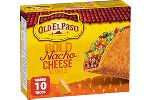 Old El Paso Cheesy Blasted Taco Shells, Box Includes 10 Stand N Stuff Hard Taco Shells, 153 Grams Package