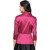 Alex Evenings Womens Stretch Taffeta 3/4 Sleeve Formal Blouse with Ruffle Collar, Special Occasion Dress Shirt