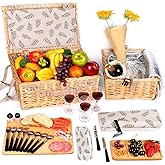 Hap Tim Dual Wicker Picnic Basket Set with Blanket Charcuterie Boards for 2/4/6 - Unique Gifts Ideas for Couple, Engagement, Wedding, Bridal Shower, Family, Christmas - White Elephant Gifts for Adults