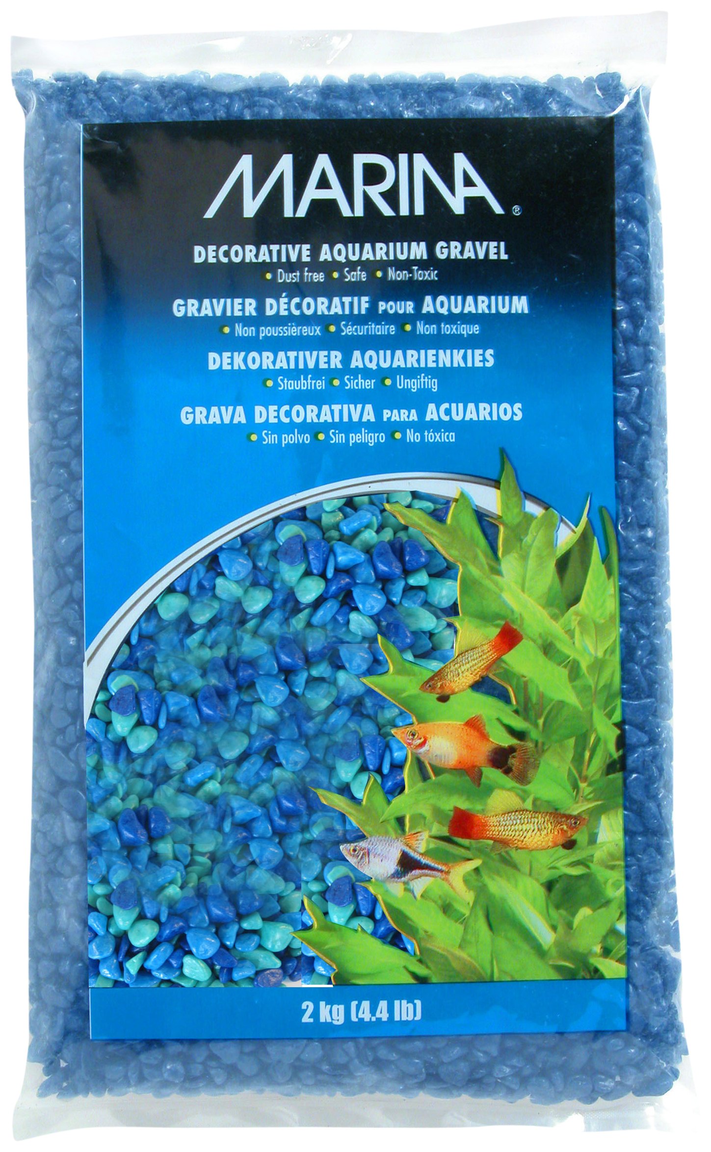 Marina Decorative Aquarium Tri-Colour Gravel, 2 Kg, Blue