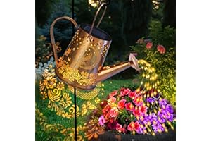 YJFWAL Solar Watering can with Lights, Unique Gifts for Mom Grandma Women Birthday, Waterproof Gardening Gifts Watering Can with Cascading Lights Outdoor Decor for Garden Patio Yard Pathway Backyard