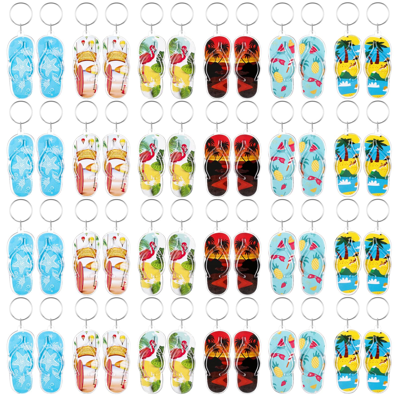 Photo 1 of Huquary 24 Pcs Flip Flop Keychains Bulk Fun Key Chains Small 2.36 x 1.18 Inches Hawaii Souvenirs Goody Bag Fillers for Summer Backpack Purse Luggage Birthday Luau Beach Pool Parties