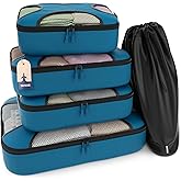 Shacke Premium 5 Packing Cubes Set - Lightweight Mesh Travel Luggage Organizers with Laundry Bag, 5-Piece Suitcase Storage Sy