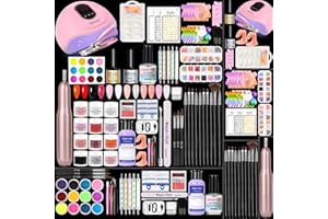 Major Dijit Complete Acrylic Nail Starter Kit with LED Lamp, 12 Colors Powder Acrylic Liquid Base/Top Coat Primer Electric Drill – DIY Nail Art Tools for Home & Salon