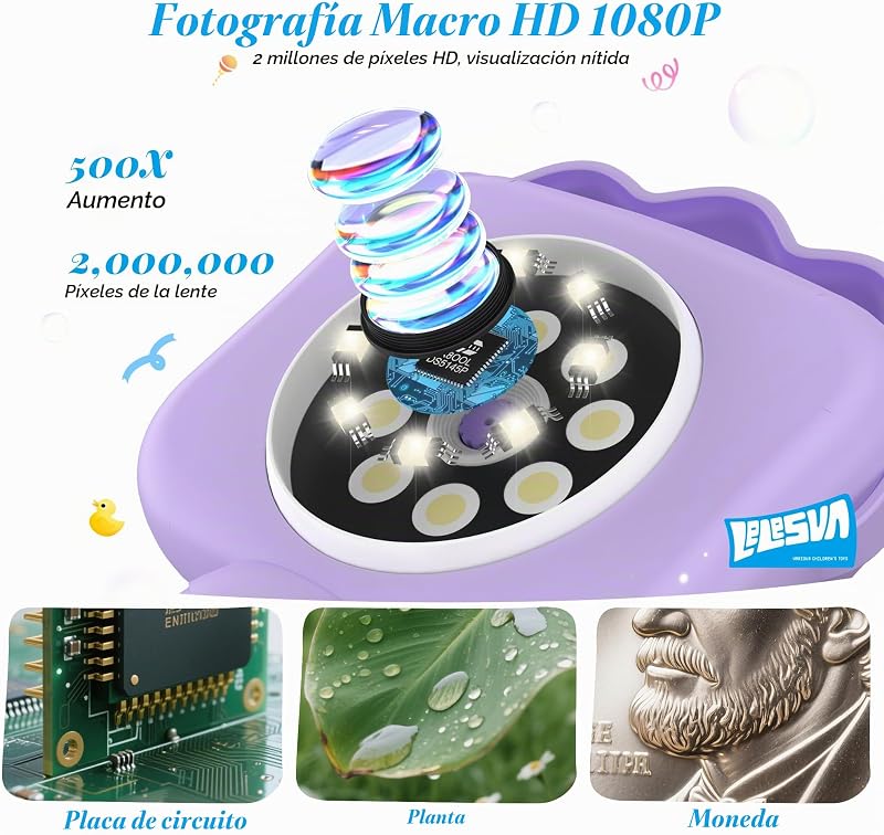 Microscópios para Crianças, Brinquedos Educativos para o Natal, Presentes de Aniversário, Brinquedos para Rapazes e Raparigas de 3, 4, 5, 6, 7, 8, 9, 10 anos (leão)