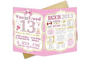 Lovely 13th Birthday Card Gifts for Daughter Granddaughter, Funny 13th Birthday Decorations for Girls, Large Birthday Card fo