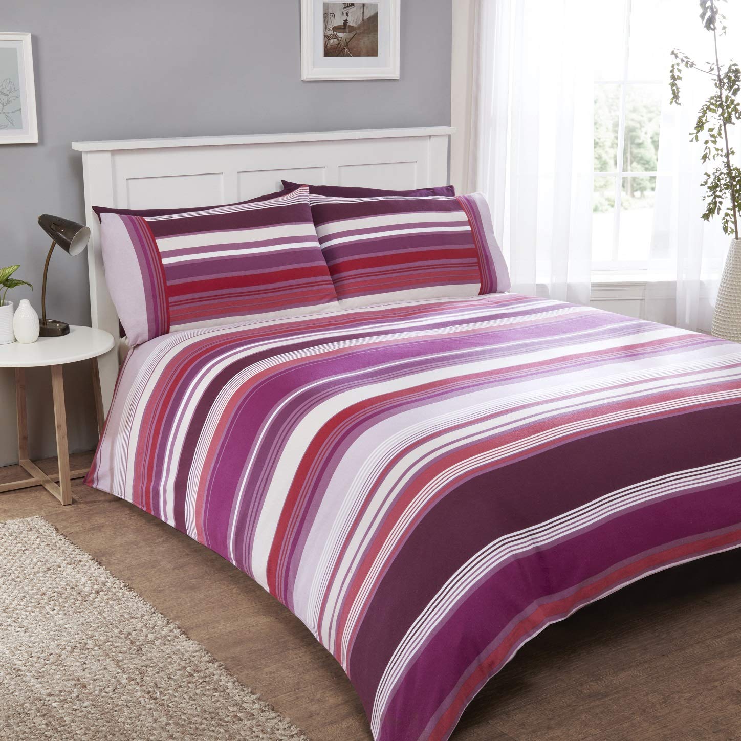 Rapport Stratos 100% Brushed Duvet Set, Cotton, Mulberry, Double