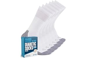 Doctor's Select Bamboo Viscose Diabetic Socks for Men - 6 Pairs Crew Neuropathy Socks for Men | Diabetic Socks for Men 9-12