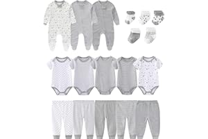 falianni Baby Boy Girl 18 Pack Layette Set Cotton Infant Unisex Clothes and Accessories New born Essentials Clothing Sets