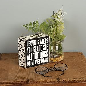 Primitives by Kathy 22223 Pawprint Trimmed Box Sign, 4" x 4", All the Dogs