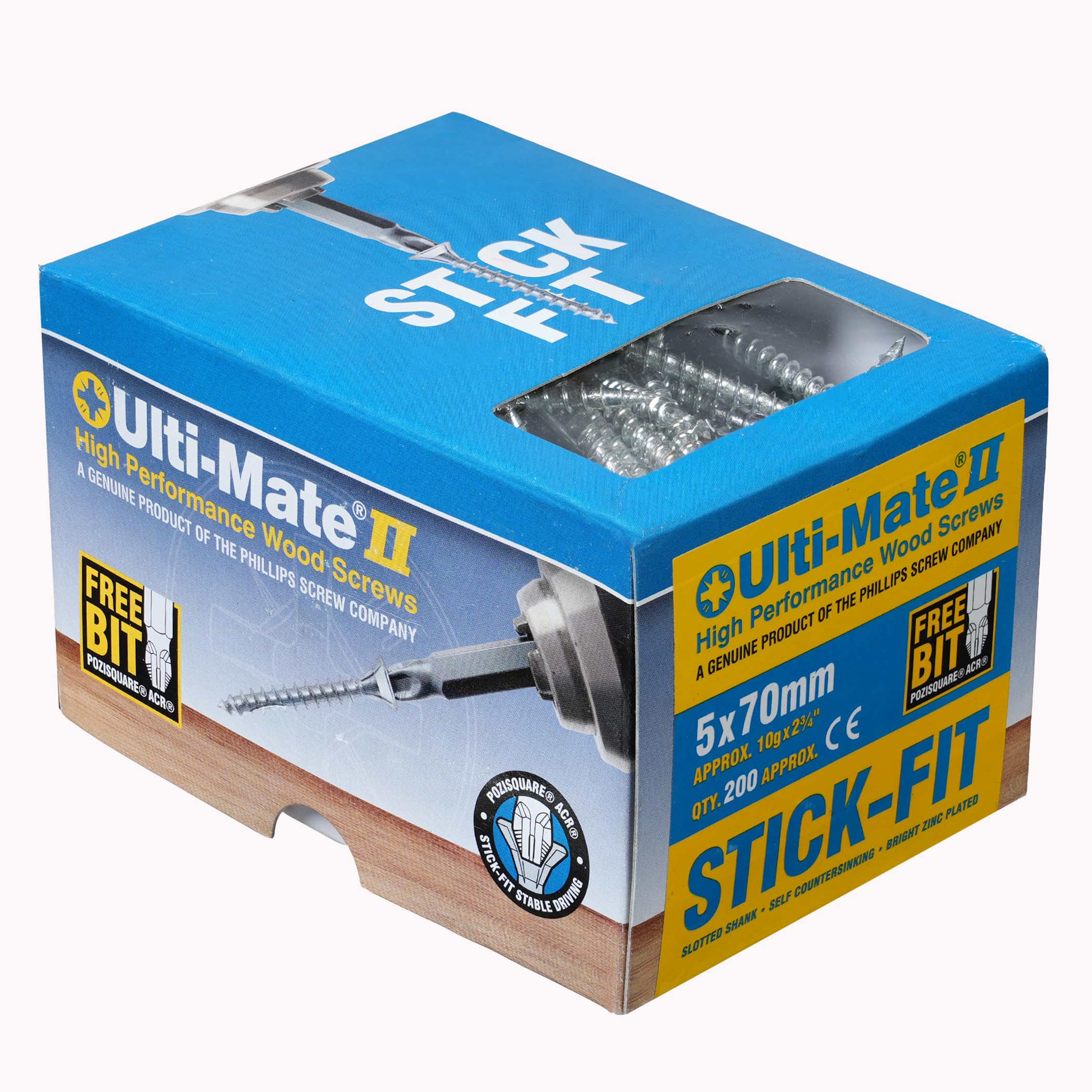 Ulti-Mate Woodcrews - Bright Zinc Plated - 5.0 x 70mm - Box of 200 — image 1