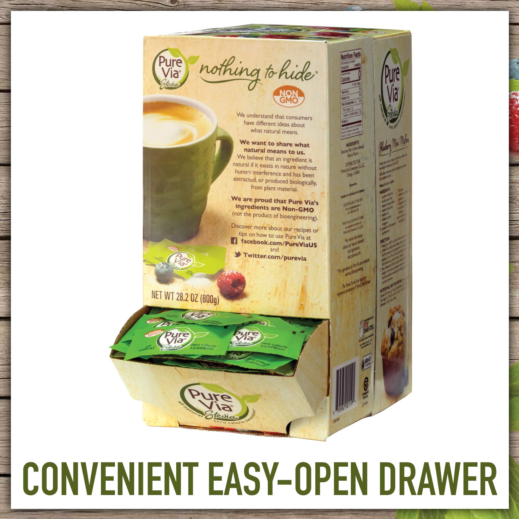 PURE VIA Stevia Sweetener Packets, Sugar Substitute, Natural Sweetener