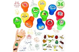 INKSOMOBA 36PCS Bug Party Favors - 24PCS Temporary Tattoos &12PCS Stamps - Ideal Spring Summer Insect Themed Birthday Card Decorations Supplies Goodie Bag Cute Rewards for Boys Girls Classroom Gifts Baby Shower